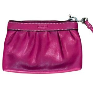 Coach Pleated Leather Wristlet in Fuchsia - LNC